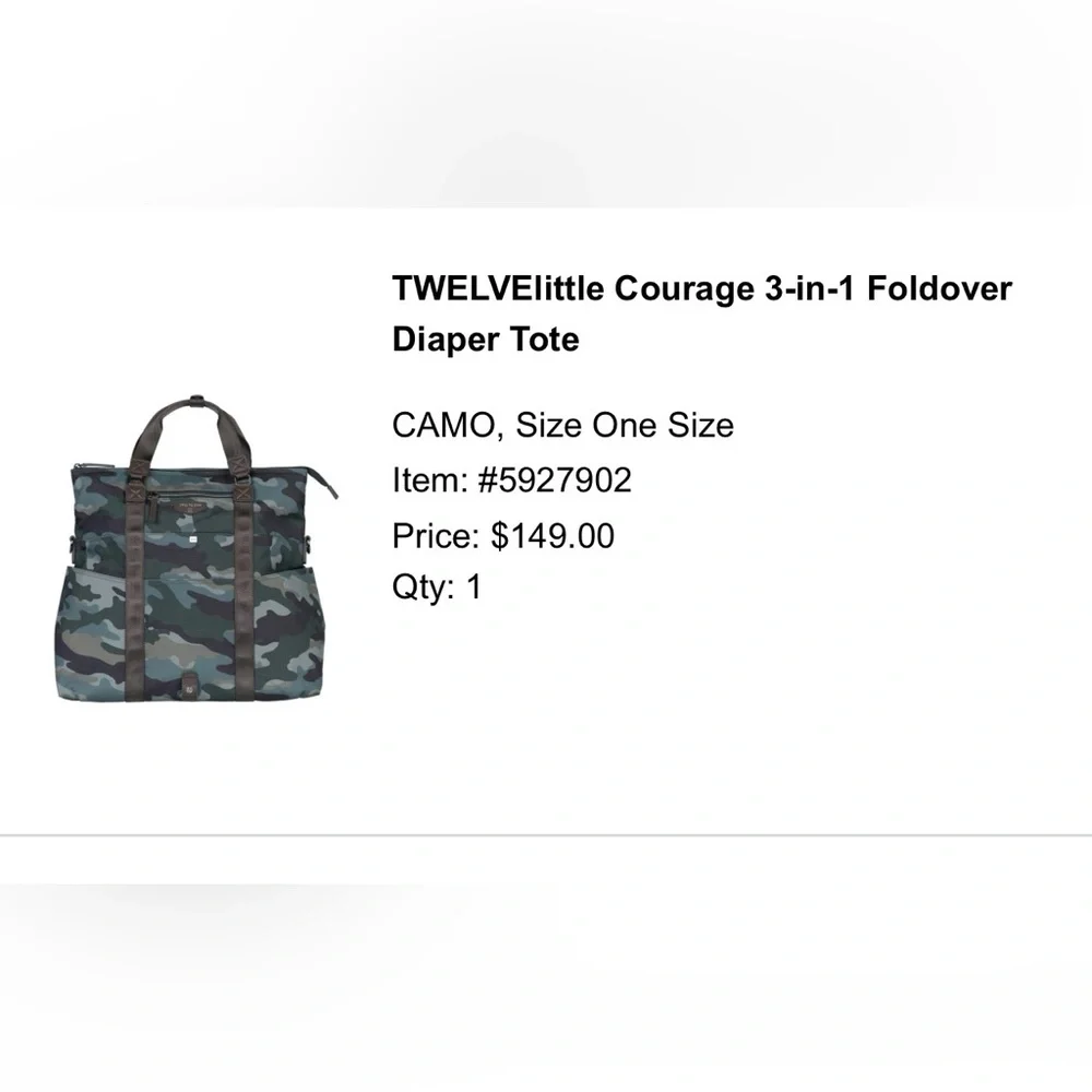 Twelve littles camp diaper bag- Convertible